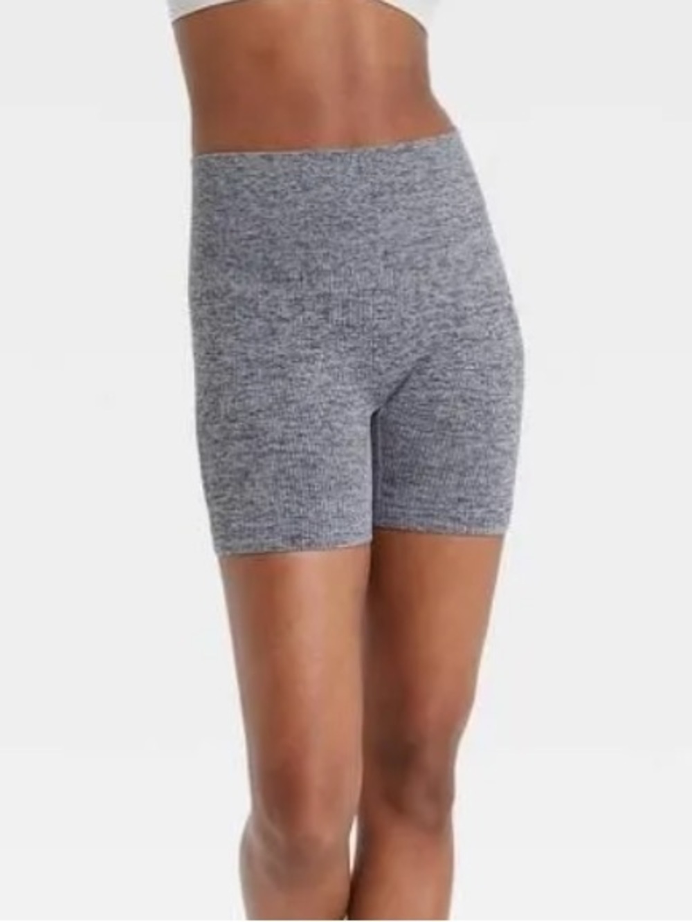 Colsie Seamless Ribbed Bike Shorts Heather Gray New NWT
